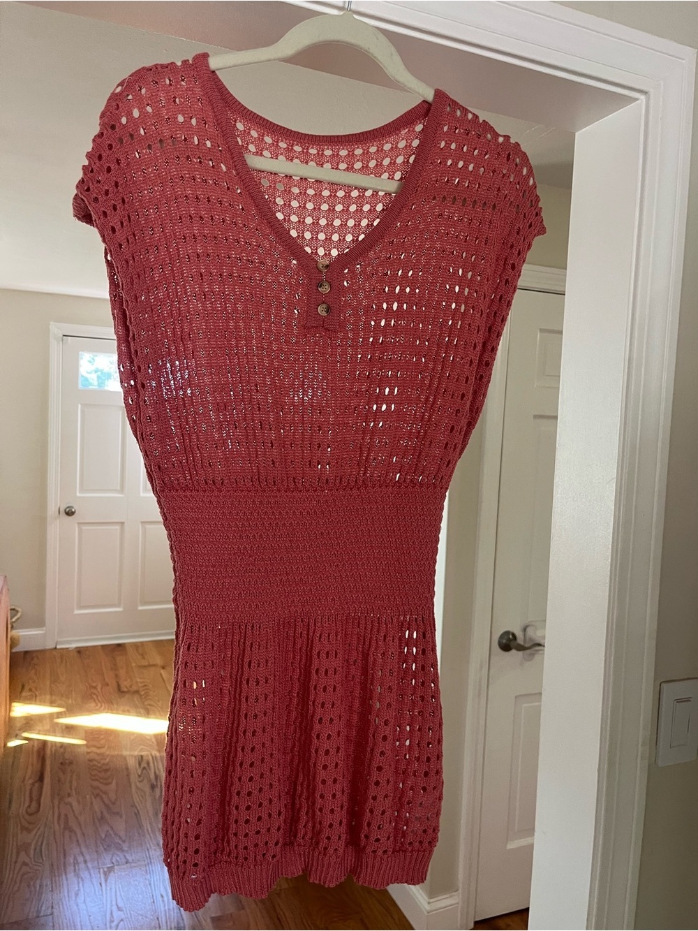 CUPSHE Crochet Knitted Coral Pink Dress, Size Medium